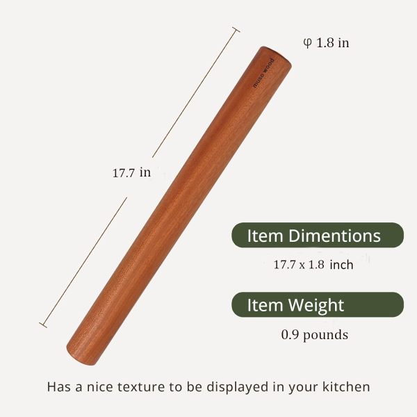 Muso Wood Rolling Pin Natural Wood Dough Baking Kitchen-4