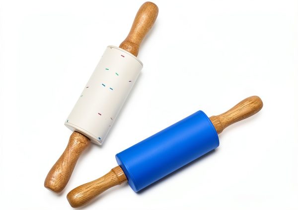 Honglida Kids Rolling Pin Silicone Non-Stick Wooden Handle-0