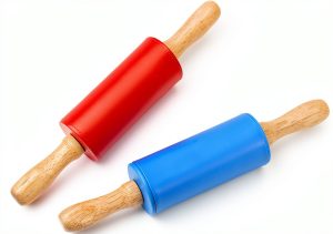 Honglida Kids Rolling Pin Silicone Non-Stick 2-Pack Blue-Red-0
