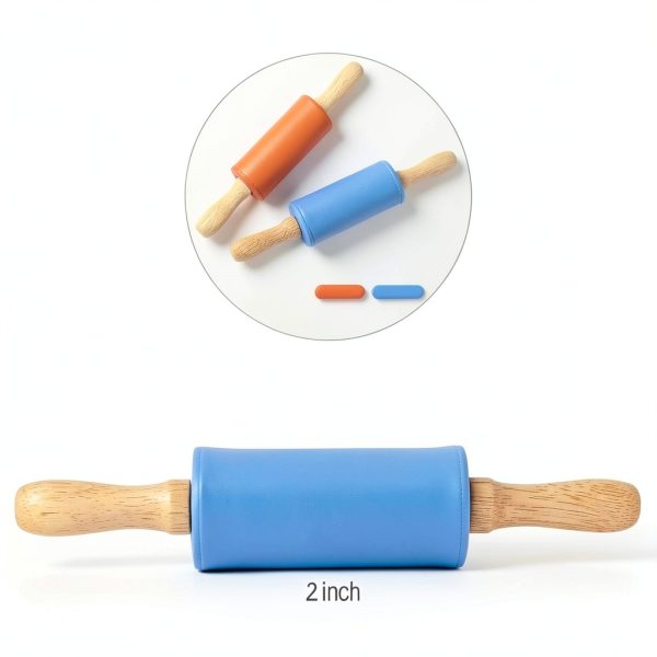 Honglida Kids Rolling Pin Silicone Non-Stick 2-Pack Blue-Red-2