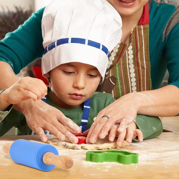 Honglida Kids Rolling Pin Silicone Non-Stick Wooden Handle-3