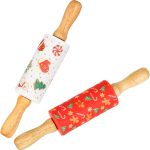 Honglida Kids Rolling Pin Silicone Non-Stick Wooden Handle-0