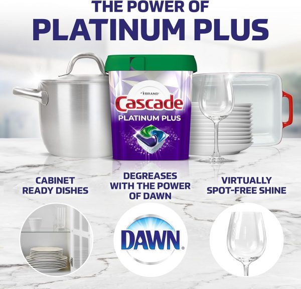 Cascade Platinum Plus ActionPacs Dishwasher Detergent Pods, Dishwasher Soap, Cleaning Supplies, Mountain, 62 Count-1